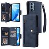 Per OnePlus Nord 200 5G Rivet Buckle 9 carte Custodia in pelle a tre pieghe per telefono (blu)