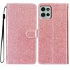 Per Motorola Moto G75 5G Custodia in pelle con glitter e flip (oro rosa)