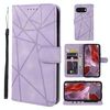 Per Google Pixel 9a Custodia in pelle con linee geometriche effetto pelle (viola)