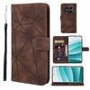 Per Redmi Note 14 Pro 5G Custodia in pelle con linee geometriche effetto pelle (marrone)