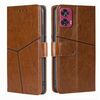 Per Motorola Edge 50 Fusion 5G Custodia in pelle con cuciture geometriche (marrone chiaro)