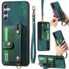 Per Samsung Galaxy S25 5G Retro Cross Wristband Portafoglio Custodia in pelle per telefono (verde)