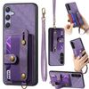 Per Samsung Galaxy S25 5G Retro Cross Wristband Portafoglio Custodia in Pelle per Telefono (Viola)