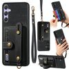 Per Samsung Galaxy S25 5G Retro Cross Wristband Portafoglio Custodia in Pelle per Telefono (Nero)