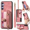 Per Samsung Galaxy S25+ 5G Retro Cross Wristband Portafoglio Custodia in Pelle per Telefono (Rosa)
