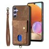 Per Samsung Galaxy S25+ 5G Retro Card Wallet Fold Custodia in pelle per telefono con cinturino (marrone)