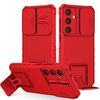 Per Samsung Galaxy S25 5G Custodia per telefono con supporto stereoscopico scorrevole Camshield (rosso)