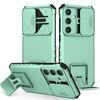 Per Samsung Galaxy S25 5G Custodia per telefono con supporto stereoscopico scorrevole Camshield (verde chiaro)
