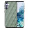 Per Samsung Galaxy S25+ 5G Custodia per telefono con cover posteriore in pelle con trama in fibra di carbonio (verde)