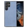Per Samsung Galaxy S25 Ultra 5G Custodia per telefono con cover posteriore in pelle con trama in fibra di carbonio (blu)