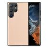 Per Samsung Galaxy S25 Ultra 5G Custodia per telefono con cover posteriore in pelle con trama in fibra di carbonio (cachi)