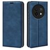 Per Realme 13+ 5G Retro-skin Custodia in pelle con ventosa magnetica (blu scuro)