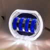 Motociclo Veicolo elettrico Modifica generale Faro a LED 4 perle Lampade a doppia lente, Stile: Apertura bianca + Occhio del diavolo blu