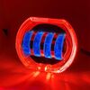 Motociclo Veicolo elettrico Modifica generale Faro a LED 4 perline Lampade a doppia lente, Stile: Apertura rossa + Occhio del diavolo blu