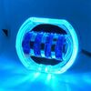 Motociclo Veicolo elettrico Modifica generale Faro a LED 4 perle Lampade a doppia lente, Stile: Apertura blu ghiaccio + Occhio del diavolo blu