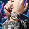 Dulunwe 6057A 30m impermeabile luminoso orologio meccanico completamente automatico, colore: cinturino in pelle bianco