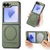 Per Samsung Galaxy Z Flip5 Twill Tessuto Pelle Pelle Custodia Posteriore Magnetica per Telefono (Verde)