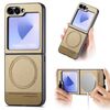 Per Samsung Galaxy Z Flip5 Twill Tessuto Pelle Custodia Magnetica Posteriore per Telefono (Cachi)