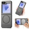 Per Samsung Galaxy Z Flip5 Twill Tessuto Pelle Pelle Custodia Posteriore Magnetica per Telefono (Grigio)