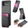 Per Samsung Galaxy Z Flip4 Twill Tessuto Pelle Pelle Carta Borsa Magnetica Posteriore Custodia per Telefono (Nero)