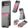 Per Samsung Galaxy Z Flip4 Twill Tessuto Pelle Pelle Carta Borsa Magnetica Posteriore Custodia per Telefono (Grigio)
