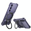 Per Samsung Galaxy S24+ 5G Custodia per telefono in metallo con supporto MagSafe senza bordi e braccio meccanico (viola argento)