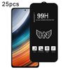 Per Redmi K40S 25 pezzi Pellicola in vetro temperato a schermo intero con ampio arco in alluminio