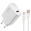 Caricabatterie rapido USB da 67 W con cavo da USB a tipo C da 1 m, tipo di spina: spina UE (bianco)