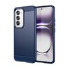 Per OPPO Reno12 Pro Custodia per telefono in TPU con texture spazzolata in fibra di carbonio globale (blu)