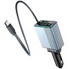 C77 Caricabatteria da auto Trasmettitore FM Adattatore di ricarica rapida con cavo estensibile di tipo C PD 30W