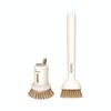 2 pezzi/set ecoco Pentola Spazzola per lavare i piatti Manico corto comprimibile + Manico lungo Spazzola girevole per lavare i piatti domestici (giallo crema)