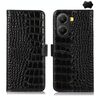 Per Xiaomi Poco X7 Pro Custodia per telefono in pelle di vacchetta con strato superiore in coccodrillo (nero)