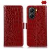 Per Xiaomi Poco X7 Pro Custodia per telefono in pelle di vacchetta con strato superiore in coccodrillo (rosso)