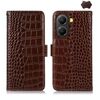 Per Xiaomi Poco X7 Pro Custodia per telefono in pelle di vacchetta con strato superiore in coccodrillo (marrone)