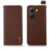 Per Xiaomi Poco X7 Pro KHAZNEH Custodia per telefono in pelle di vacchetta con strato superiore in nappa (marrone)