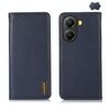 Per Xiaomi Poco X7 Pro KHAZNEH Custodia per telefono in pelle di vacchetta con strato superiore in nappa (blu)