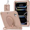 Per iPad Pro 11 2024 Supporto per maniglia girevole Custodia per tablet ibrida in silicone per PC (caffè chiaro)