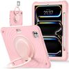 Per iPad Pro 11 2024 Supporto per maniglia rotante Custodia per tablet in silicone ibrido per PC (rosa)