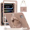 Per iPad Pro 11 2024 Custodia per tablet ibrida in silicone per PC con supporto girevole (caffè chiaro)