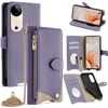 Per vivo S19 Custodia a tracolla in pelle Litchi con catena a coda di pesce (viola)