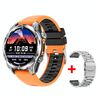 HD300 1.43 pollici AMOLED Screen Dual Straps Sport Smart Watch Supporta il rilevamento dell'ossigeno nel sangue (cinturino in silicone arancione + cinturino in acciaio argentato)