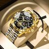 Orologio al quarzo luminoso con volano impermeabile BINBOND B3103 30M, colore: Inter-gold Black Gold Nail