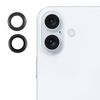Per iPhone 16/16 Plus Cover per fotocamera posteriore Pellicola per obiettivo in vetro temperato 9H (nero)