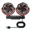 F7201 Ventilatore pieghevole rotante USB a doppia testa per auto (nero e rosso)