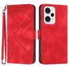 Custodia in pelle con motivo a linee per Redmi Note 12 Turbo / Xiaomi Poco F5 (rossa)