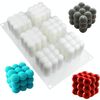 Stampo per torta in silicone con mousse a cubo magico 3D a 6 cavità, stampo per candele fondente (bianco)