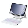 Per Samsung Galaxy Tab A9+ Supporto Galleggiante Removibile Retroilluminato Tastiera Tablet Custodia in Pelle con Touchpad (Bianco)