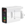 Caricabatterie multiporta per telefono cellulare con display digitale 2 USB+2 Type-C, colore: spina UK bianco