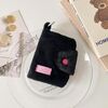 Hisocute Student Peluche Ciondolo Portamonete Snap Card Case Portachiavi Auricolare Borsa (Nero)