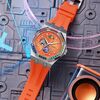 Orologio meccanico luminoso impermeabile Dulunwe 6030F 30m, colore: cinturino in silicone arancione